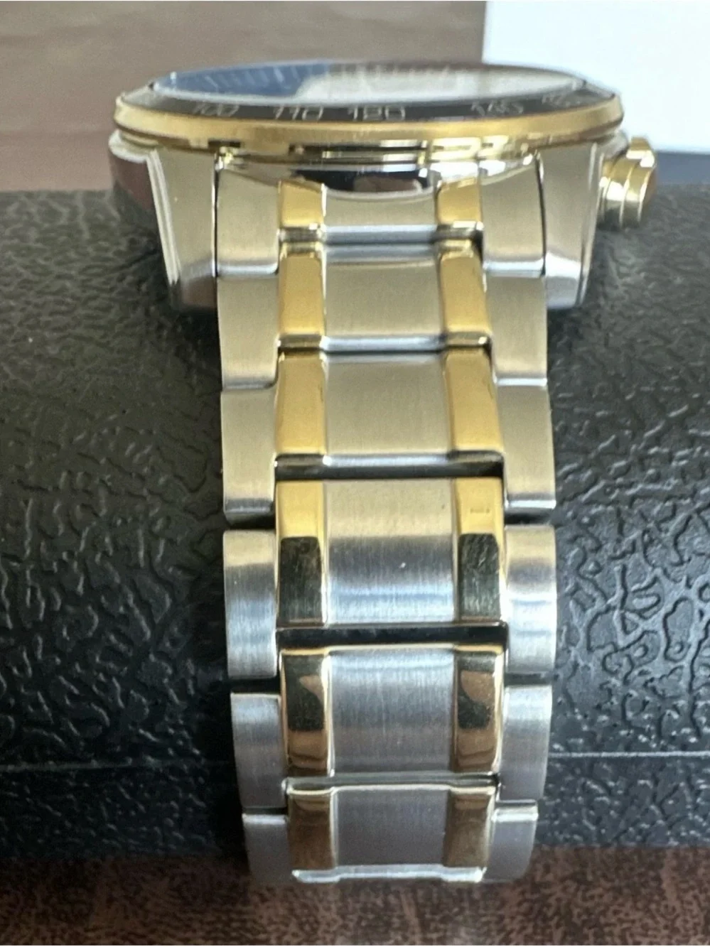 CitizenTwo-Tone Silver and Gold Men's Chronograph Watch with Black Dial
